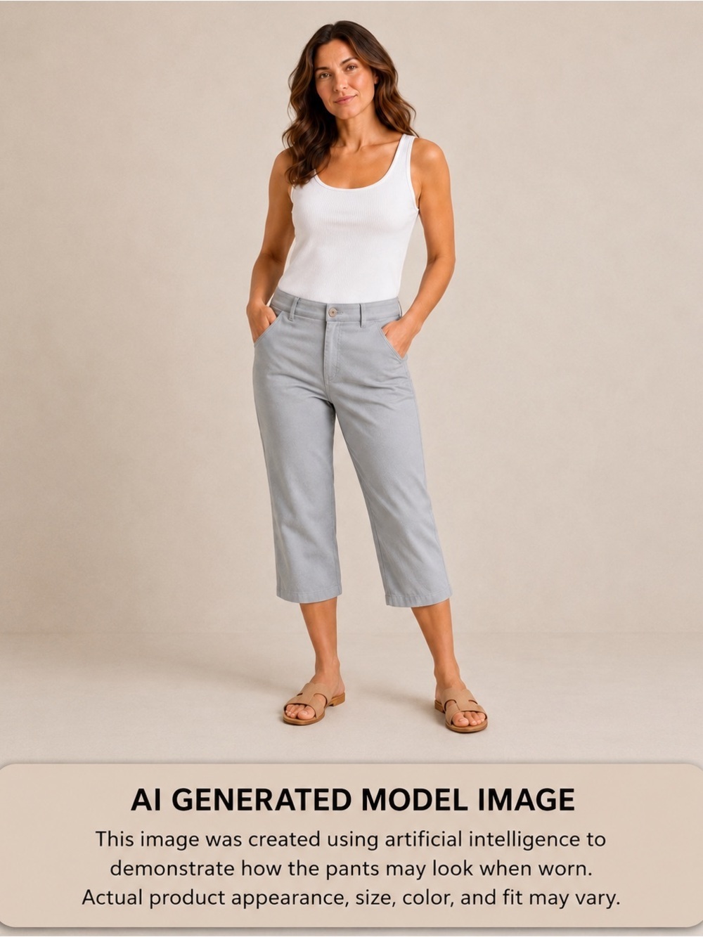 Gloria Vanderbilt Light Gray Capris Amanda Trousers